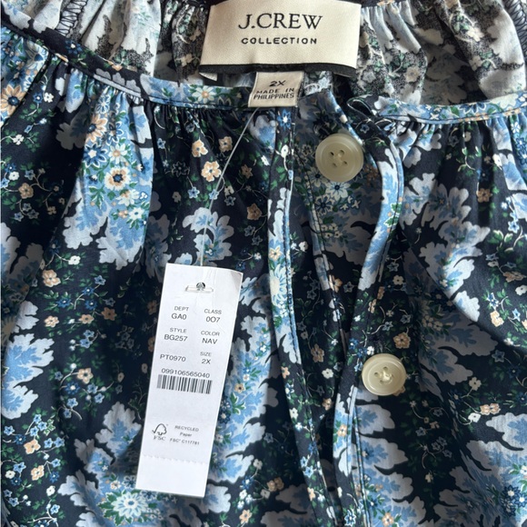 J Crew Collection tie-sleeve button-front top in Ratti® Pacific paisley - Picture 3 of 3